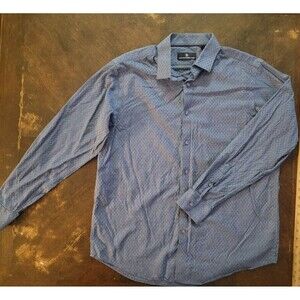 Hart Schaffner Marx Button Shirt Mens Large Blue Snake Scale Pattern Long Sleeve